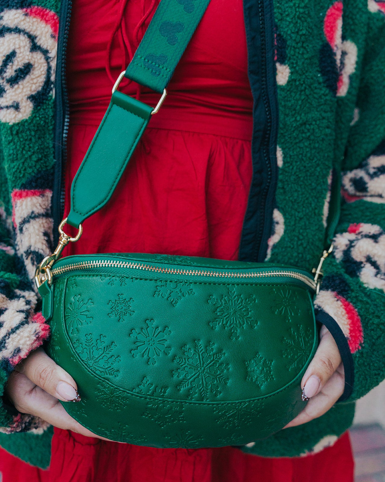 Aden + Louise Christmas Snowflake Signature Crossbody - Evergreen