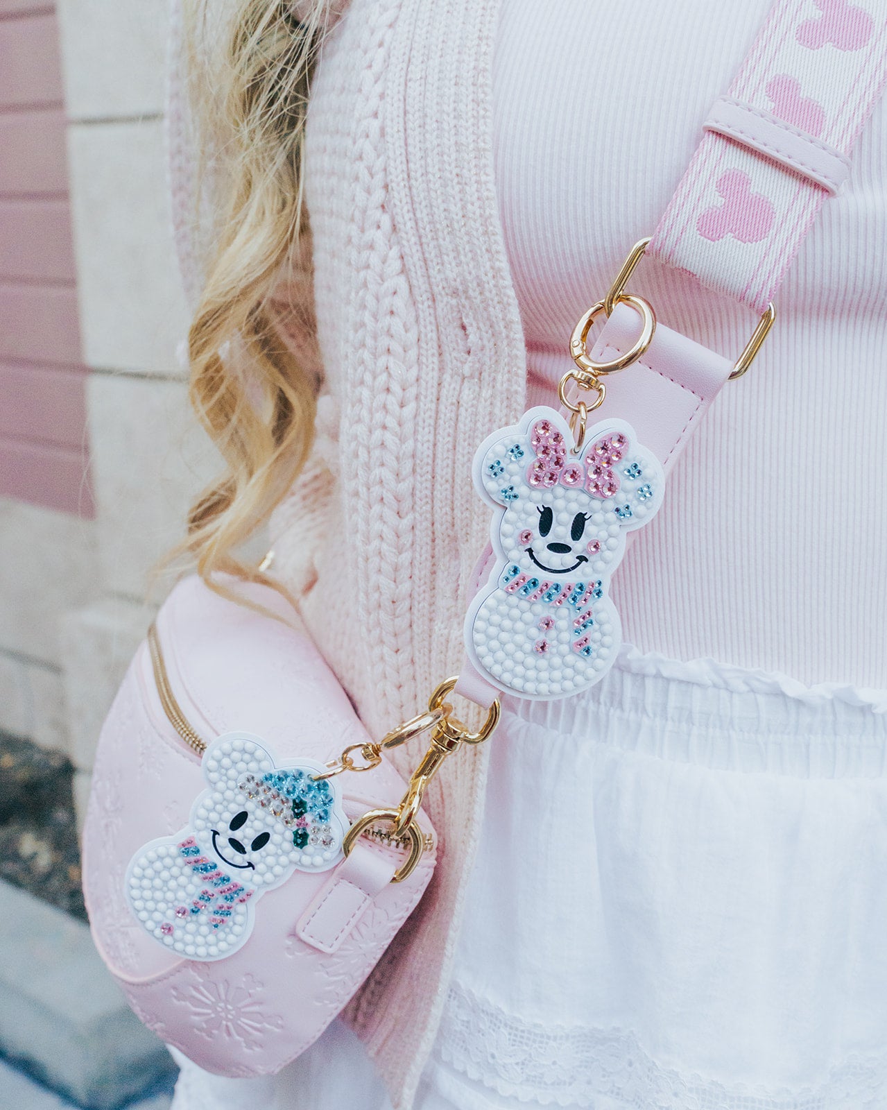 A+L Crystal Snowgirl Bag Charm