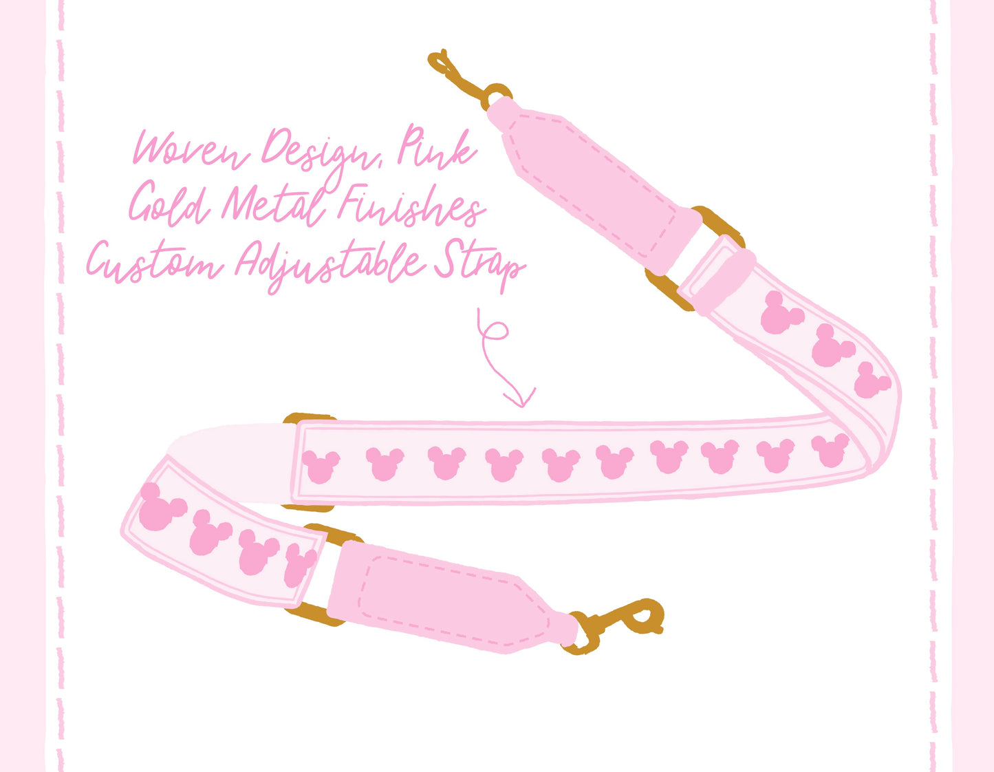 Aden + Louise Woven Pink Mouse Strap
