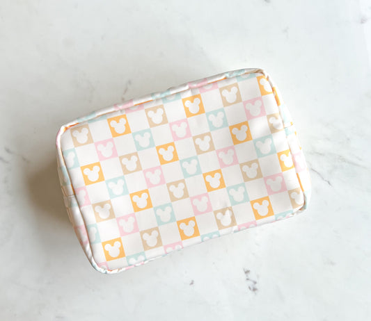 Checkered Mouse Nylon Pouch