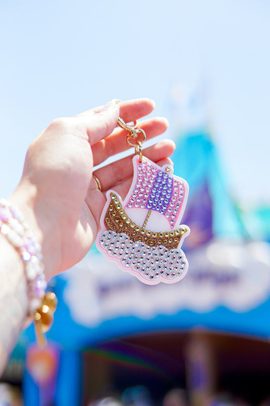 A+L Crystal Pirate Ship Bag Charm