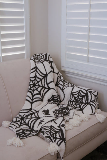 Spider Web Mouse Halloween Throw Blanket