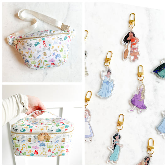 Princess Icons Bundle: Fanny Pack, Vanity Case + Charm of your choice!