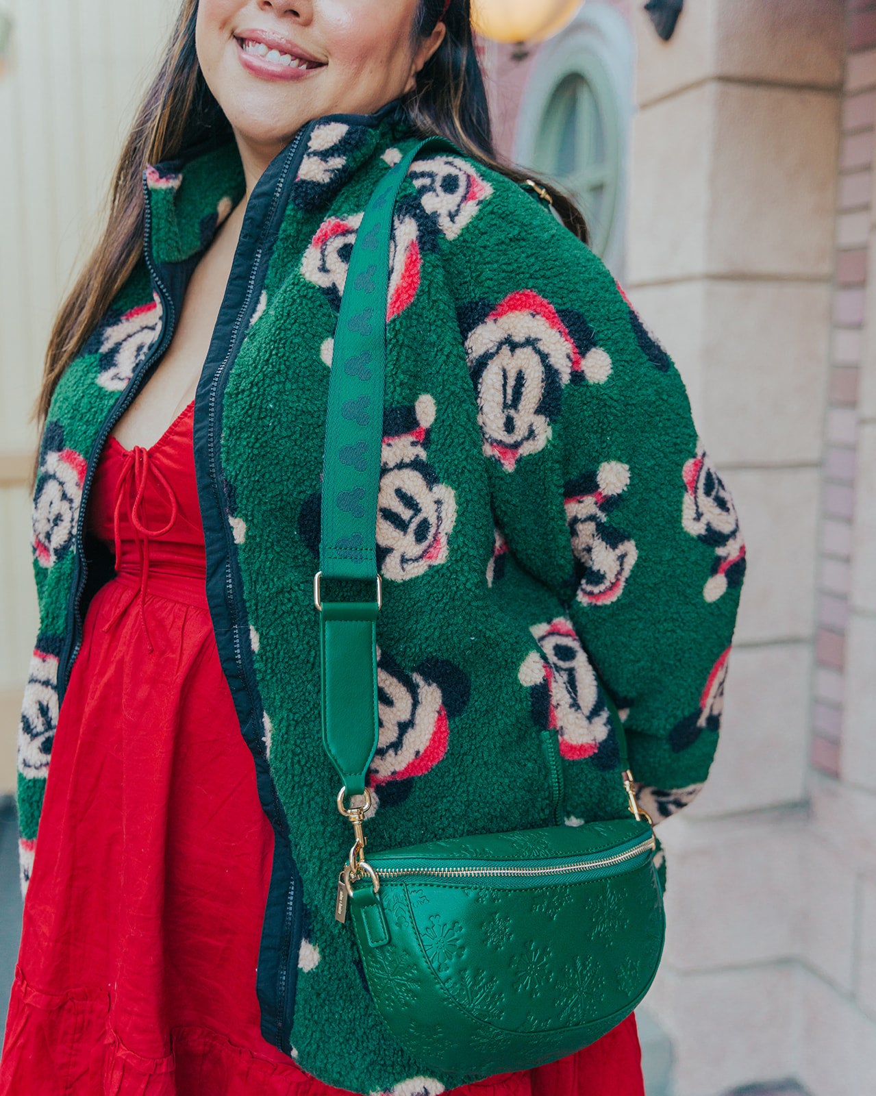 Aden + Louise Christmas Snowflake Signature Crossbody - Evergreen