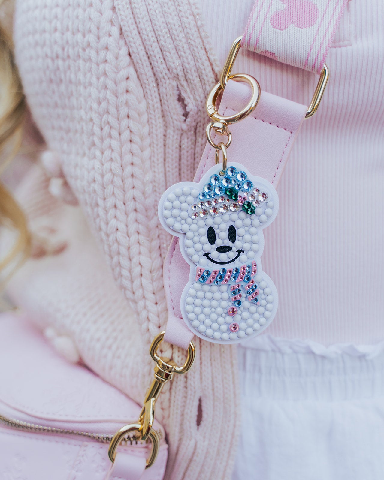 A+L Crystal Snowman Bag Charm