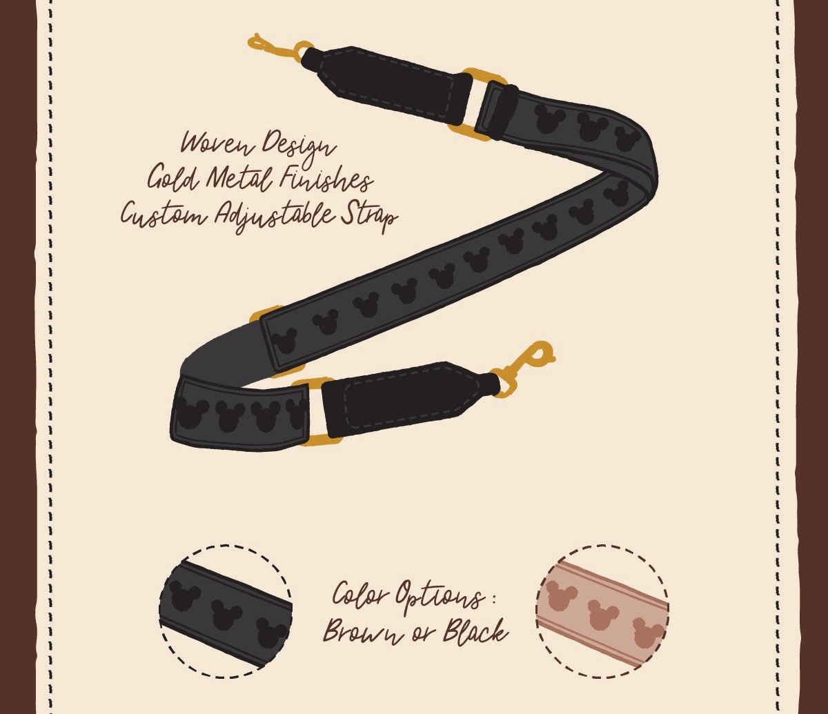 Aden + Louise Woven Mouse Strap // Brown or Black