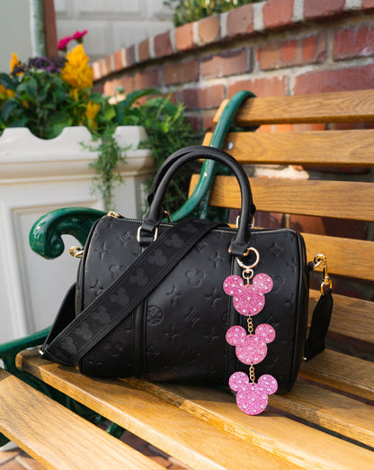 Aden + Louise Black Signature Medium Duffle Bag and Straps