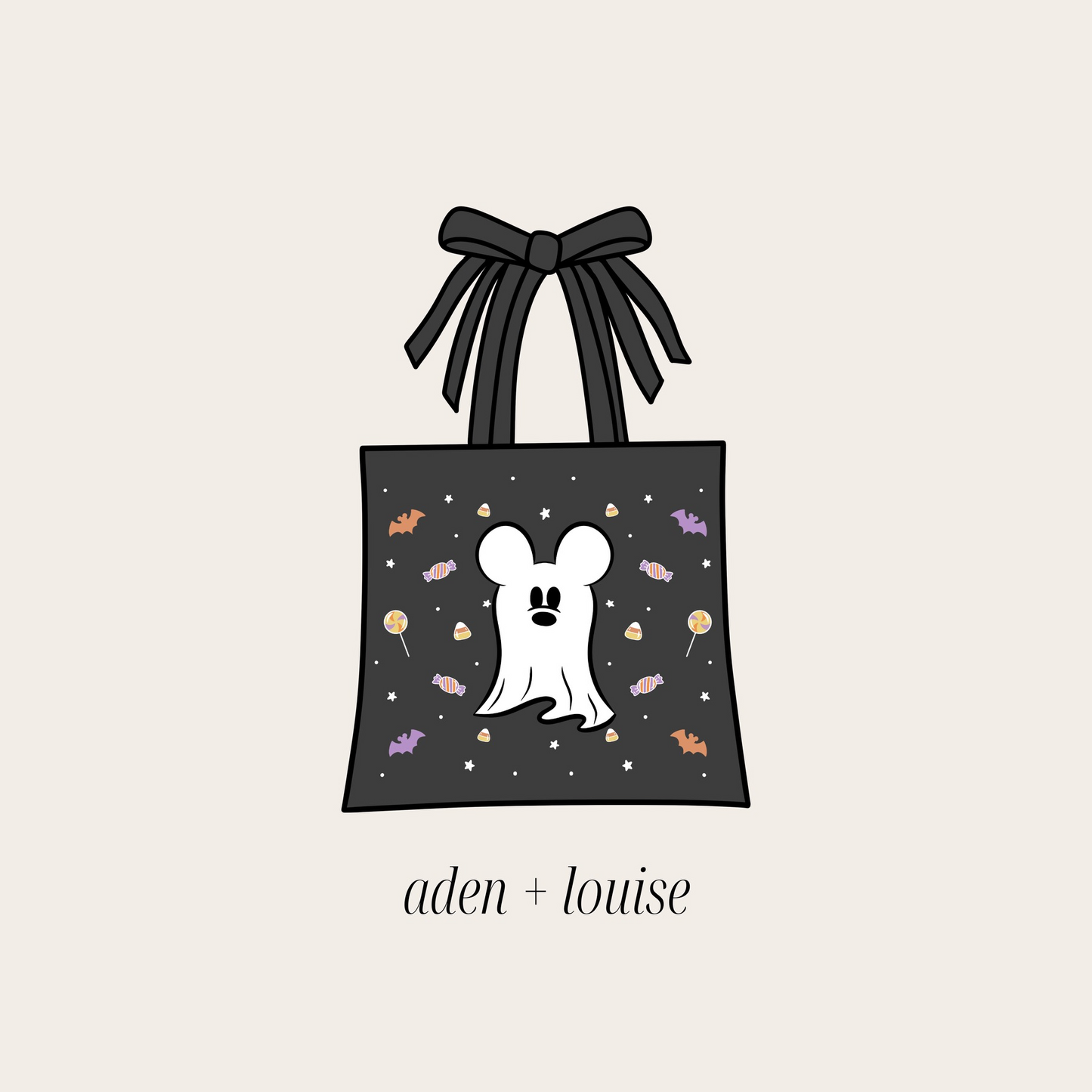 Halloween Ghost Tote Bag - Bow Handle