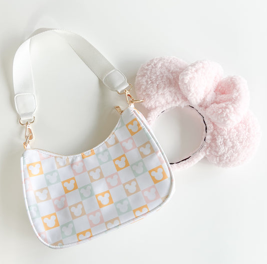 Checkered Mouse Curved Crossbody Bag