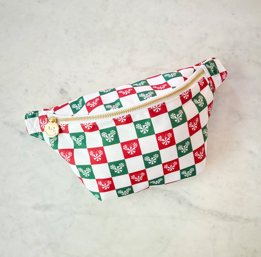 Peppermint Swirl Checkered Large Fanny Pack