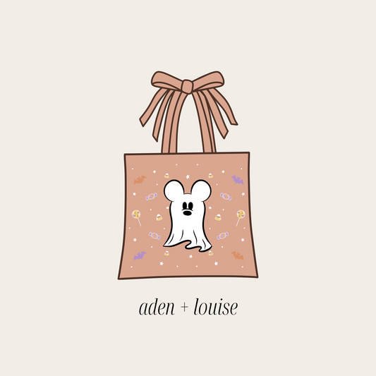 Halloween Ghost Tote Bag - Bow Handle